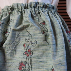 sale　紬の着物から　花柄のギャザースカート 　着物リメイク 3枚目の画像