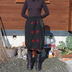 冬支度はじめませんか？井型模様のバルーンスカート　着物リメイク 1枚目の画像