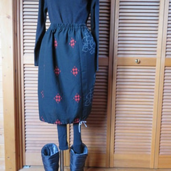 冬支度はじめませんか？井型模様のバルーンスカート　着物リメイク 5枚目の画像