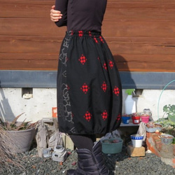 冬支度はじめませんか？井型模様のバルーンスカート　着物リメイク 2枚目の画像
