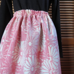 sale　サマーウール　桜色のギャザースカート　着物リメイク 3枚目の画像