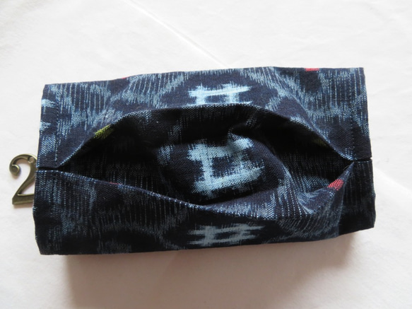 マスクカバー　着物リメイク 　絣　送料無料　お試し価格 5枚目の画像