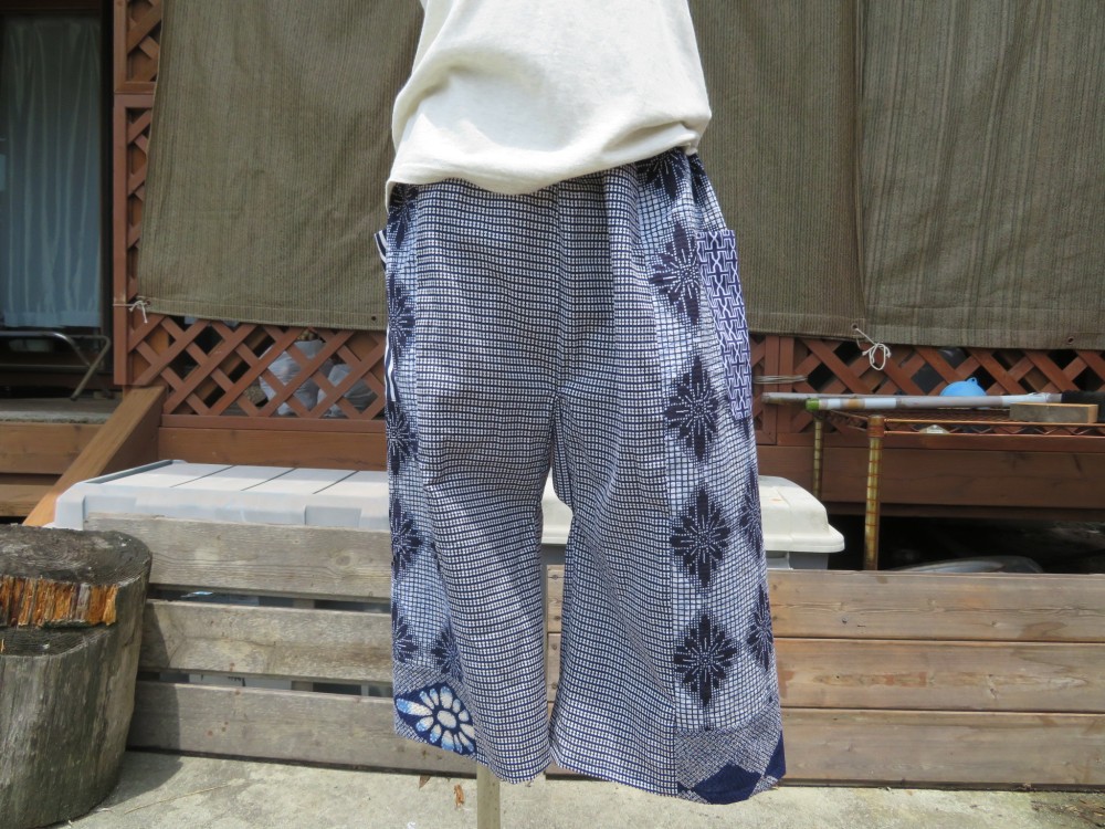 ハンドメイド　浴衣リメイク　ワイドパンツ+バッグ　【別売可】