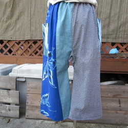 ワイドパンツ　浴衣５種類をパッチ　着物リメイク 6枚目の画像