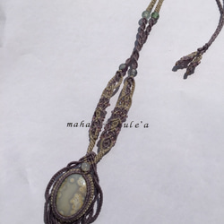 オーシャンジャスパーのマクラメ編みネックレス 3枚目の画像