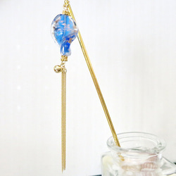 ひねりとんぼ玉の簪✿青 3枚目の画像