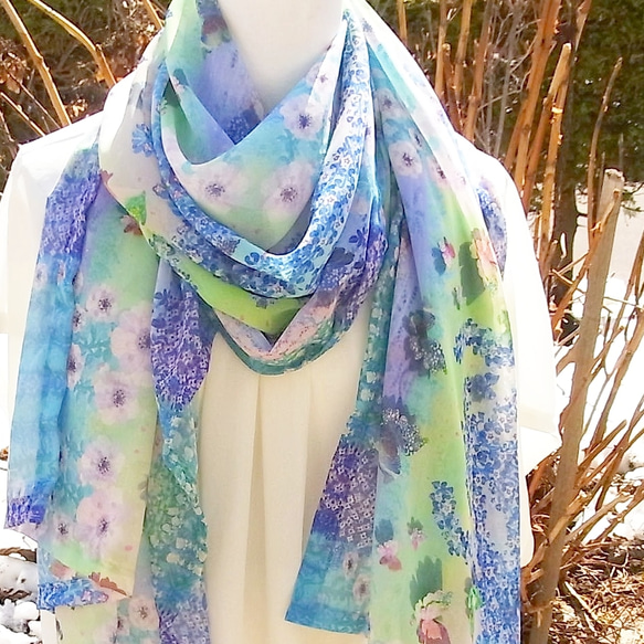 【１週間】シフォン水彩ストール～森のおはなし　泉～ 14枚目の画像