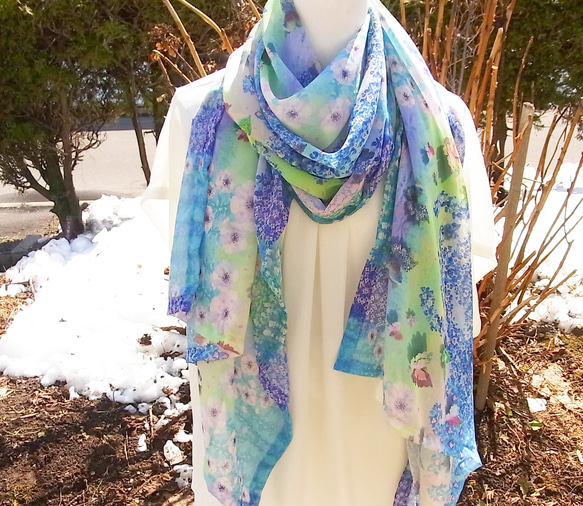 【１週間】シフォン水彩ストール～森のおはなし　泉～ 15枚目の画像