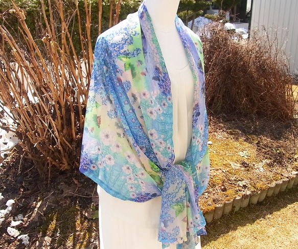 【１週間】シフォン水彩ストール～森のおはなし　泉～ 8枚目の画像