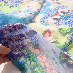 【納期一週間】シフォン水彩ストール～森のおはなし　泉～ 6枚目の画像