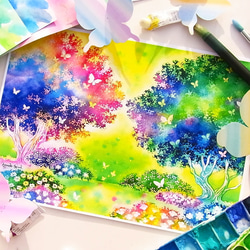 ♪絵画　カラフル　アート　虹　ハンドメイド　オリジナル　ペン画　抽象画 ♪絵画 カラフル アート 虹 ハンドメイド オリジナル ペン画 抽象画
