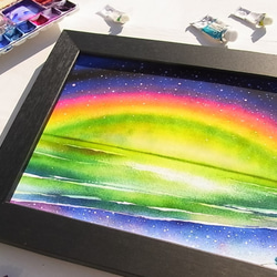 未来アート「イナリ湖の逆さオーロラ」（クレイ絵画） 絵画 山川善作