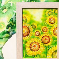 そのまま飾る、光のみなもと☆『金の太陽』がんどうあつし肉筆絵画F4