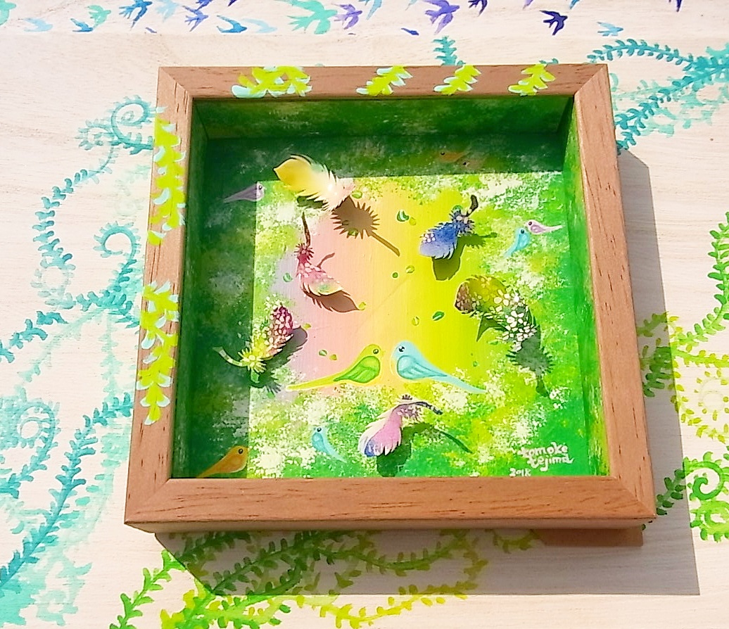 小鳥たちの家 (原画アクリル立体アート) 立体・オブジェ てじ