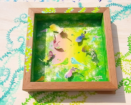 小鳥たちの家 (原画アクリル立体アート) 立体・オブジェ てじ