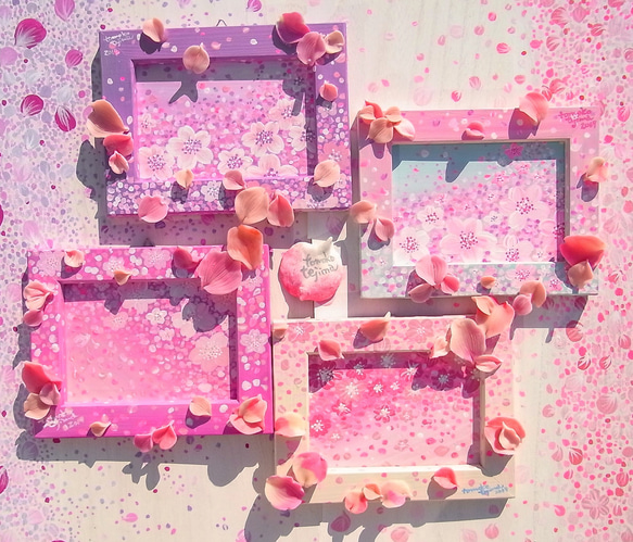 桜咲く　花びら立体オブジェ 2枚目の画像