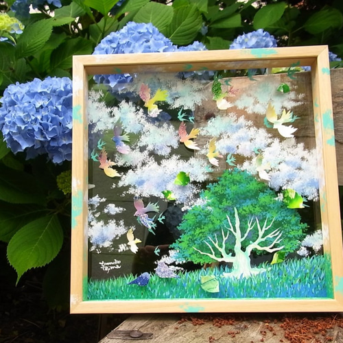 ○ご予約品 雲に乗って クリアBOX (原画アクリル立体アート
