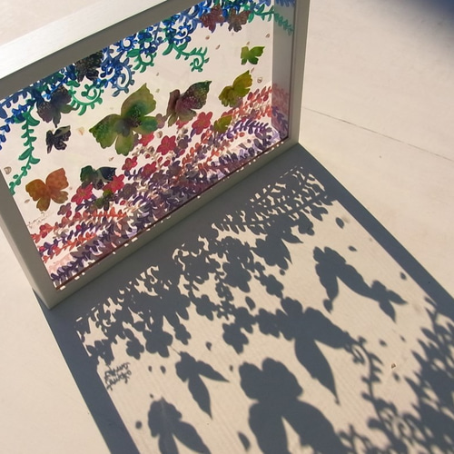 花と蝶 クリアBOX (原画アクリル立体アート) 立体・オブジェ て