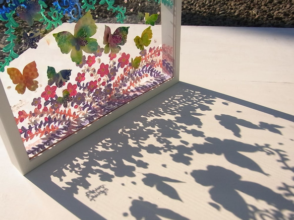花と蝶　クリアBOX　(原画アクリル立体アート) 4枚目の画像