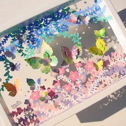 花と蝶　クリアBOX　(原画アクリル立体アート) 3枚目の画像