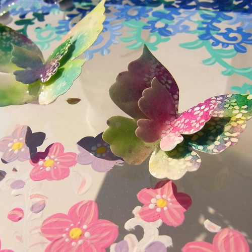 花と蝶 クリアBOX (原画アクリル立体アート) 立体・オブジェ て 花と蝶 クリアBOX (原画アクリル立体アート) 立体・オブジェ て