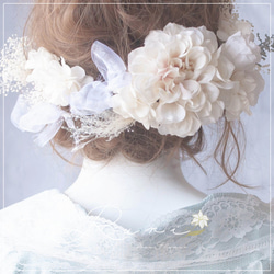 *人気紫陽花のナチュラルローズシュフティ*　髪飾り　ヘッドドレス　結婚式　ウェディング　紫陽花　プリザーブドフラワー　 1枚目の画像