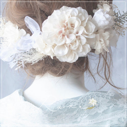*人気紫陽花のナチュラルローズシュフティ*　髪飾り　ヘッドドレス　結婚式　ウェディング　紫陽花　プリザーブドフラワー　 2枚目の画像