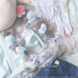 *Pink×Blueフルールシュフティ*　髪飾り　花飾り　袴　振袖　和装　ウェディング　ヘア　ブルー　青　アジサイ　花　 4枚目の画像