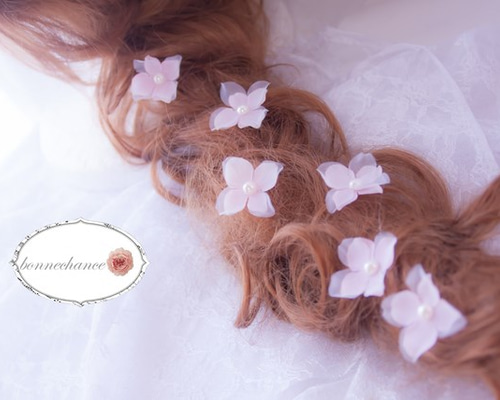 ラプンツェル*髪飾り*チュールの2枚重ね紫陽花の花飾りセット* その他