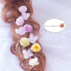 ラプンツェル2*髪飾り*カラフルローズと紫陽花の花飾りセット* 2枚目の画像