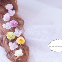 ラプンツェル2*髪飾り*カラフルローズと紫陽花の花飾りセット* 4枚目の画像