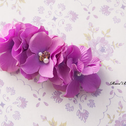 〜アジサイ日和〜  鮮やか紫陽花のバレッタ     浴衣 着物 2枚目の画像