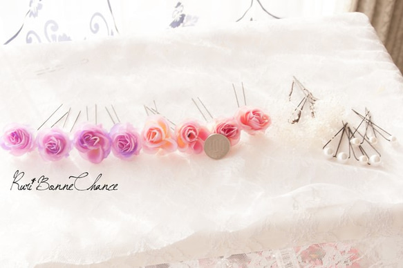 成人式お急ぎ対応★り～ 髪飾り～PurpleRoseの鮮やかヘッドドレス～紫薔薇の花飾り～ 3枚目の画像
