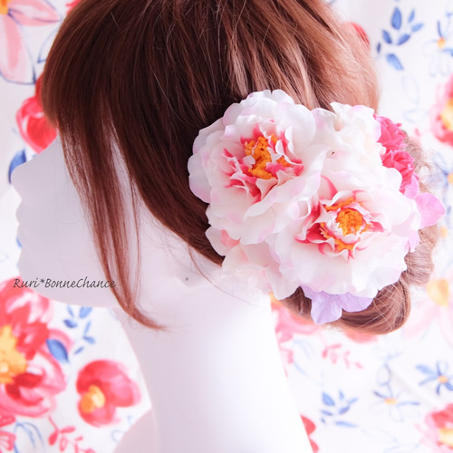 RiNa様 本物花 バレッタ 髪飾り 浴衣 ウエディング クリップ プリザーブド