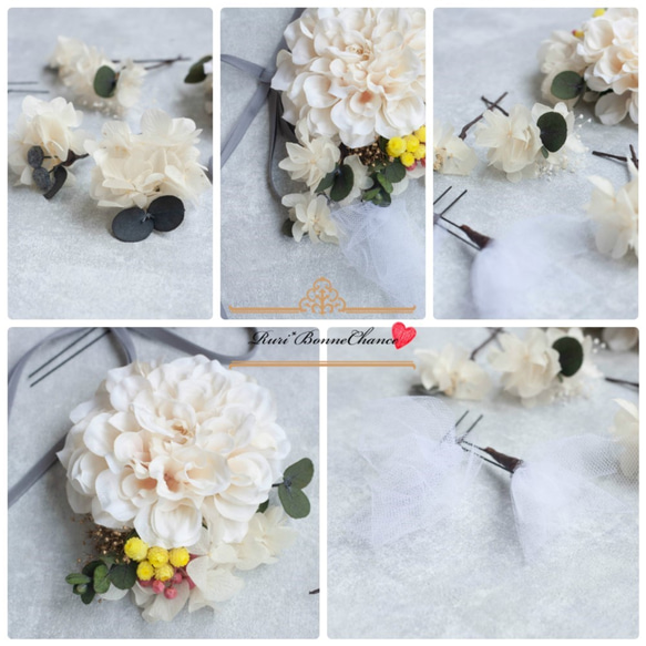 アンデゼールシュフティ＊袴 結婚式 花飾り  振袖 着物  ウェディング プリザーブド  ヘッドドレス #rbh-134 3枚目の画像