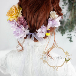 ＊*メルミーナヘッドドレス*＊ウェディング ヘア 髪飾り ドレス プリザーブドフラワー 浴衣 和 花飾り #rbh-35 2枚目の画像
