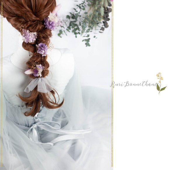 ＊*ローラレイヘッドドレス*＊ウェディング ヘア 髪飾り ドレス プリザーブドフラワー 浴衣 和 結婚式 #rbh-52 3枚目の画像