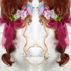 ＊ルチアブーケヘッドドレス＊ウェディング ヘア 髪飾り ドレス  浴衣 和 結婚式 プリザーブドフラワー#rbh-118 1枚目の画像