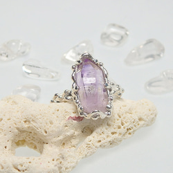 ～透明感のある美しい結晶～　ベラクルス・アメジスト原石のリング　　14号 1枚目の画像