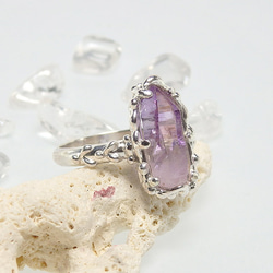 ～透明感のある美しい結晶～　ベラクルス・アメジスト原石のリング　　14号 3枚目の画像