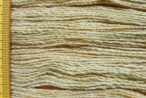 手紡ぎ綿糸　白・茶・緑などの双糸のセット　自家自然栽培・無染色 2枚目の画像
