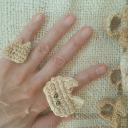 【在庫処分】ゆびわねこ　タネから育てた綿で手紡ぎ手編み　ぬくもりのある指輪 4枚目の画像