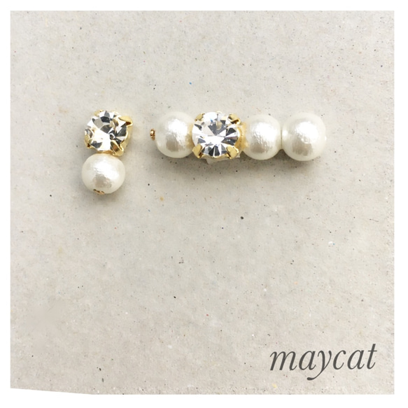 crystal and cotton pearl…イヤリング＊イヤーカフセット 1枚目の画像