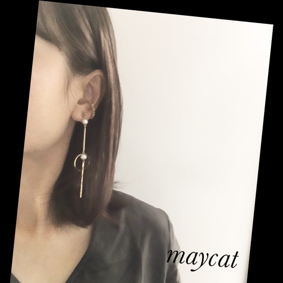 cotton pearl …long earring 2枚目の画像