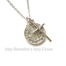 再販 Mens Italy Benedict & Italy Cross 両面デザイン #メダイネックレス 1枚目の画像