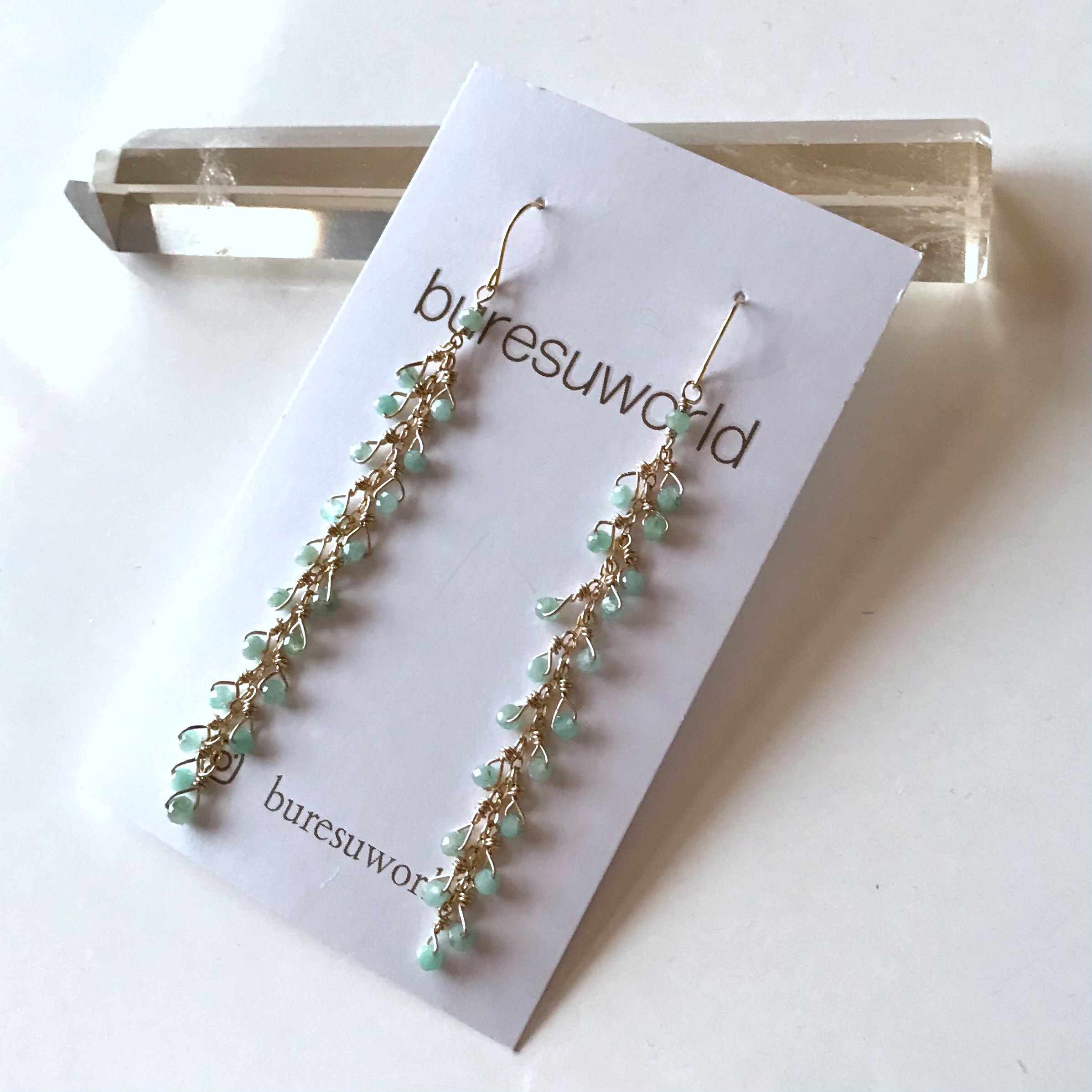 エメラルドのシャラピアス＊14kgf