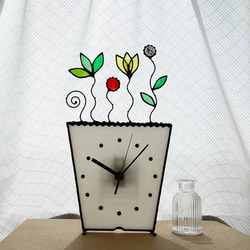 ステンドグラスの掛け＆置き時計・ガーデン(L)⏲※受注制作 3枚目の画像