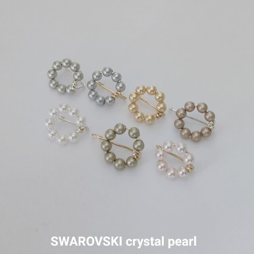✨14kgf✨SWAROVSKI crystalpearl✨ｻｰｸﾙ✨ｽﾄﾚｽﾌﾘｰｲﾔﾘﾝｸﾞ ｲﾔｰｶﾌ 