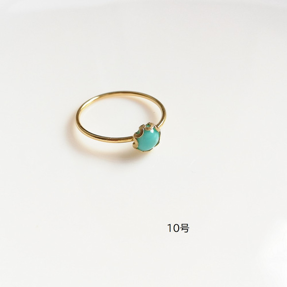12月誕生石／ターコイズのベゼル指輪（14kgf） 3枚目の画像