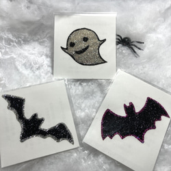 ペタッと貼るだけ　キラキラ　ボディジュエリーシール　Halloween おばけ&蝙蝠コウモリセット 1枚目の画像